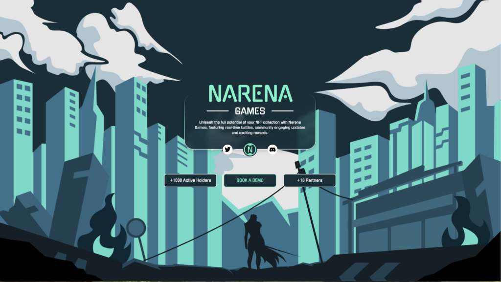 Narena Games landing page screenshot